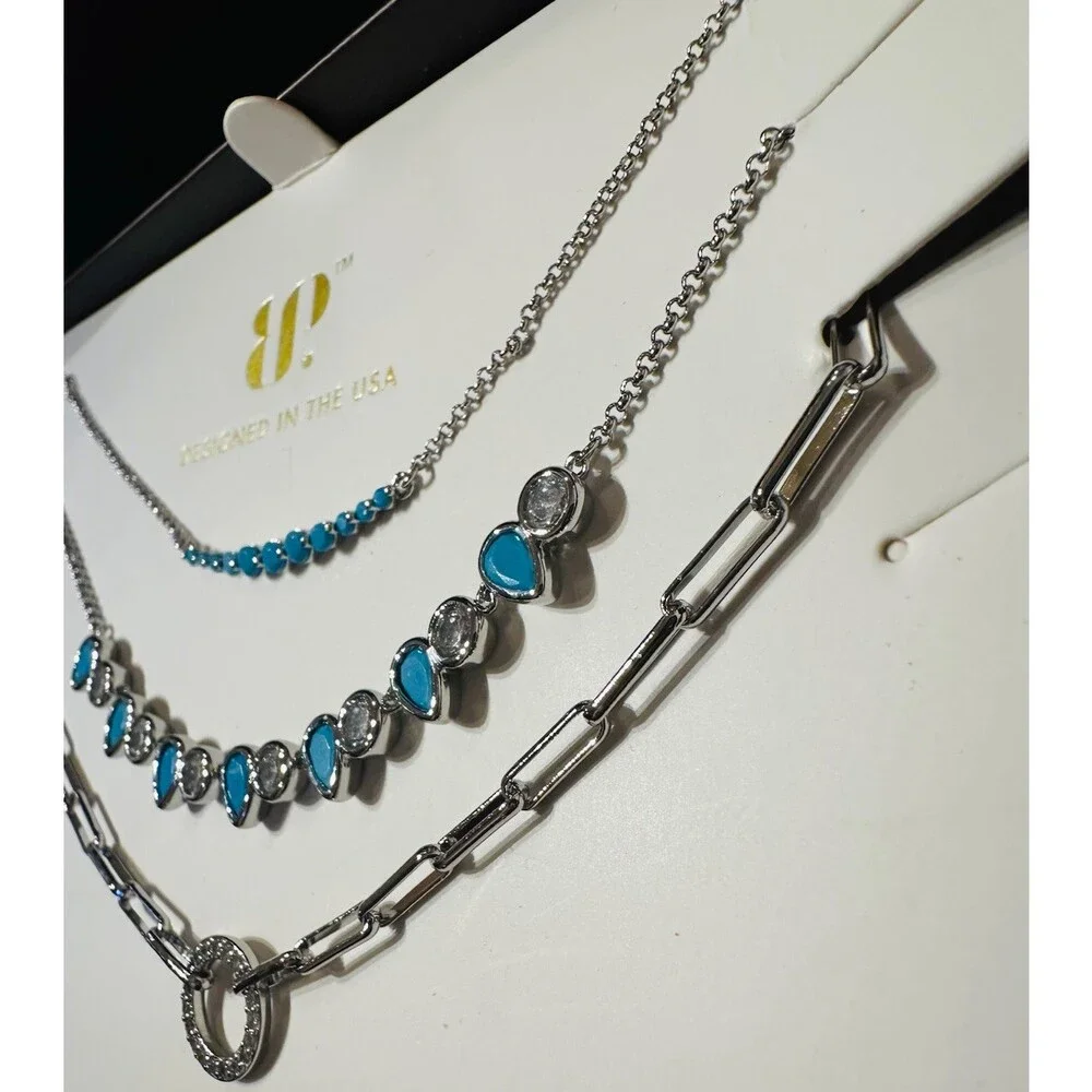 Bomb Party RBP6974 Ocean Breeze Luxe Layers Turquoise 3 Necklace Set